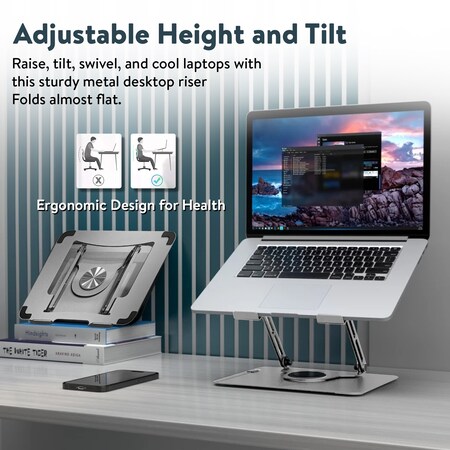 Uncaged Ergonomics SWIVEL LAPTOP STAND SILVER SLS-SILVER